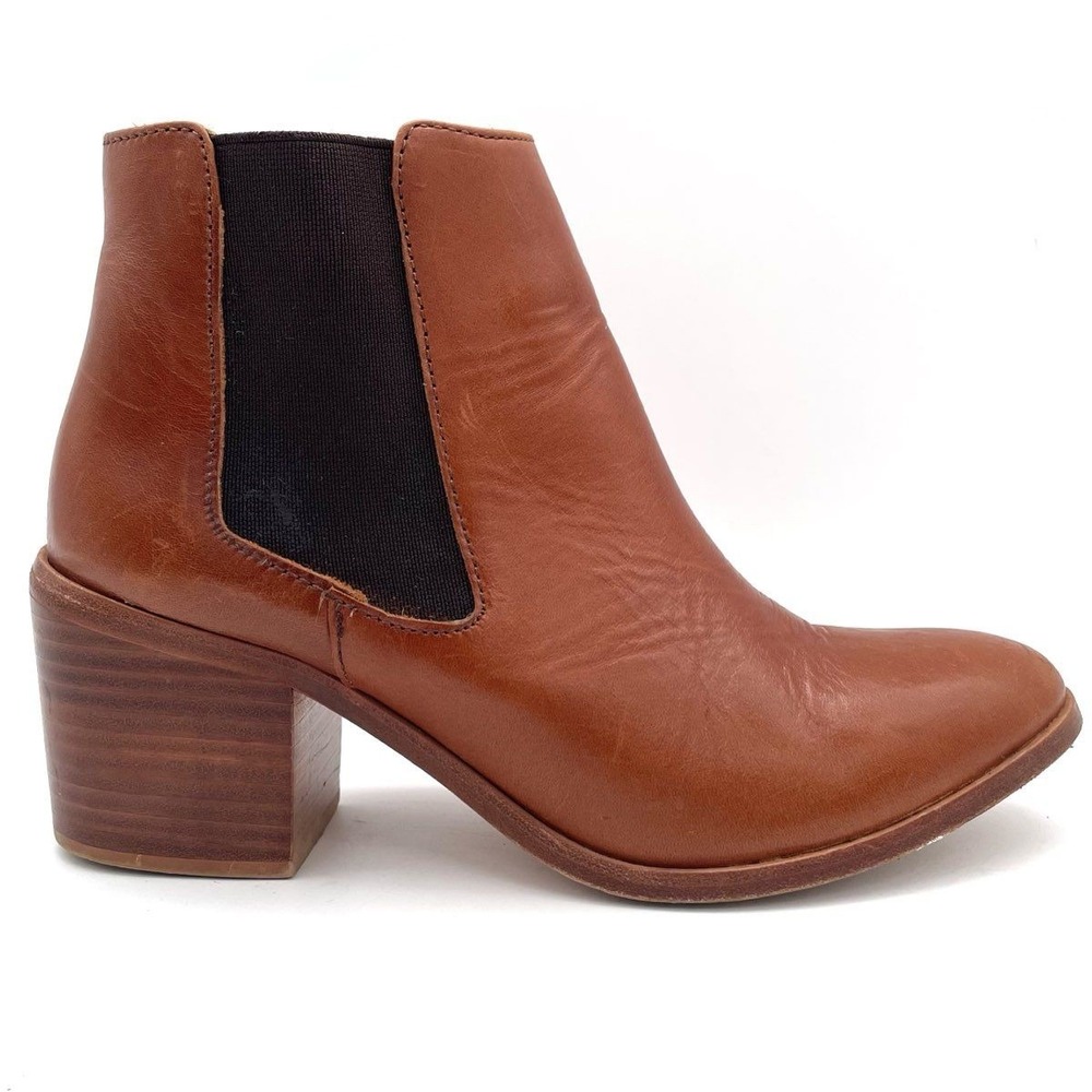 Nisolo Chelsea Ankle Boots Women's Size 8.5 Brown Leather Block Heel Booties